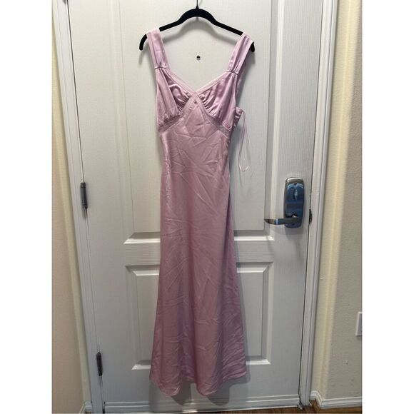 NIA Rosario vintage Inspired Satin slip Midi Dress in Pink size S NWT$108 - Picture 6 of 7